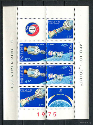 Польша - 1975 - Космос - [Mi. bl. 62] - 1 блок. MNH.  (Лот 95Gt)-T41P60