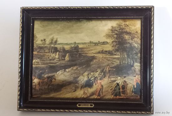 Картина шелкография винтаж Европа