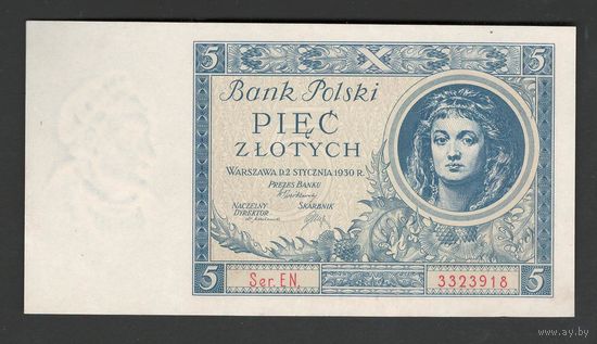Польша 5 злотых 1930 года. Тип P-72. Состояние UNC
