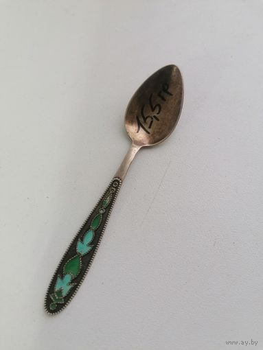 Ложка серебро 875 пробы СССР эмали, торги с Рубля