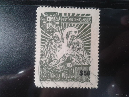 Мозамбик, колония Португалии, 1952. Доплатная марка, пеликан