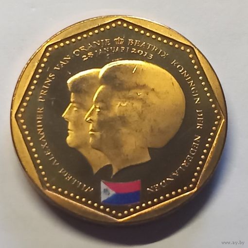 Нидерландские Антильские острова 5 гульденов, 2013 Флаг Синт-Мартен UNC
