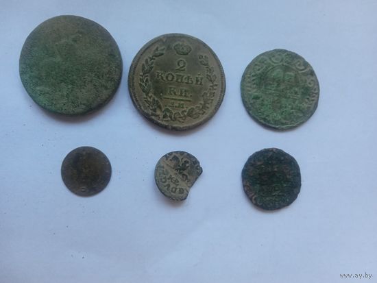 Деньга 1738, полушка 1735, 2 копейки 1811 + бонус