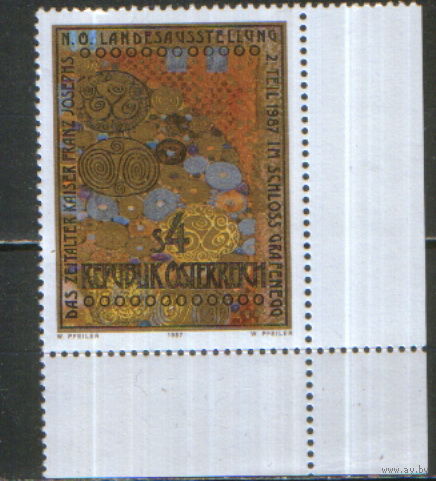 Полная серия из 1 марки 1987г. Австрия "Выставка "Эпоха императора Франца-Иосифа". Фрагмент картины Густава Климта "Портрет Адели Блох-Бауэр" MNH