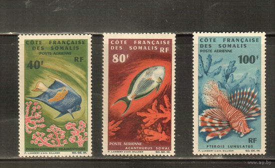 Французское Сомали-1966(Мих.382-384) , **  ,  Морская фауна, Рыбы(полная серия)