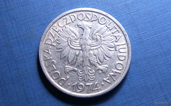 2 злотых 1974. Польша. XF!