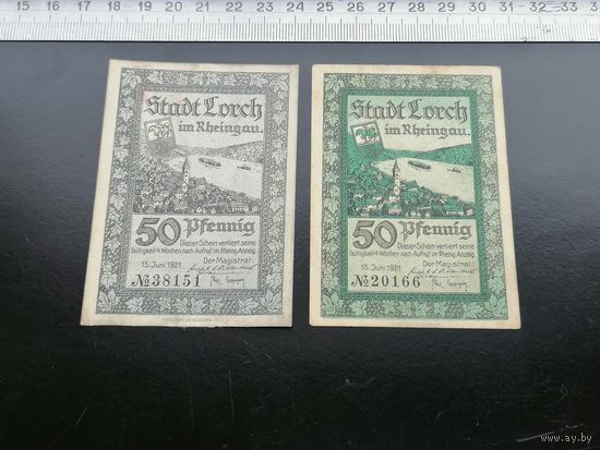 Германия-нотгельд  50, 50 пфеннингов 1921 Лорх (Lorch)