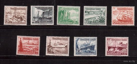 Германия(Рейх)-1937,(Мих.651-659)  **, Зимняя помощь, Флот, Корабли(полная серия)