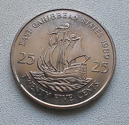 Восточные Карибы 25 центов, 1989  6-9-1