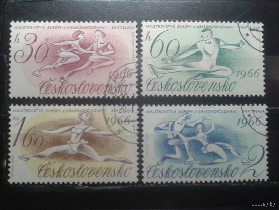 Чехословакия 1966 Чемпионат Европы по фигурному катанию Полная серия с клеем без наклеек