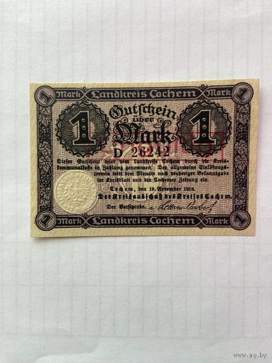 1марка (нотгельды) Германия г.Ландкрайс Кохен -1402