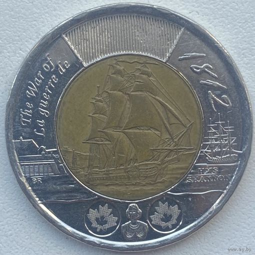 Канада 2 доллара 2012 г. Война 1812 года 200 лет. Корабль Фрегат Шеннон