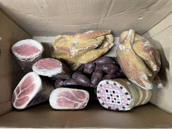Набор витрины мясного магазина времён СССР. Папье-маше