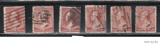 США-1882, (Мих.49), гаш.  , Стандарт, Президенты, Вашингтон , 6 марок-разл. гашения