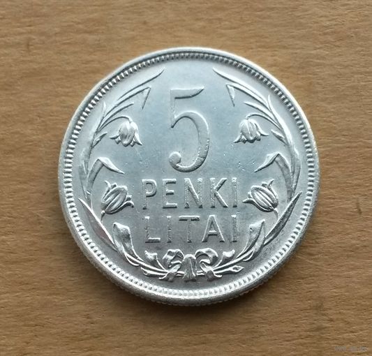 Литва, 5 литов 1925 г., серебро 0.500