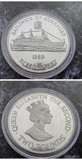 Распродажа!!! Гернси 2 фунта (Королевский визит) 1989 г. Proof