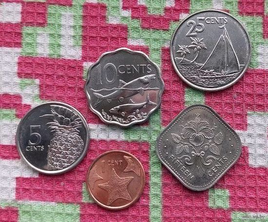 Багамские острова набор монет 1, 5, 10, 15, 25 центов, UNC. Багамы. Предложи свою цену или обмен!