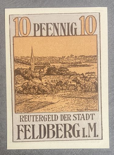 Нотгельд ФЕЛЬДБЕРГ, 10 пфеннигов 1922 год. Веймарская республика.