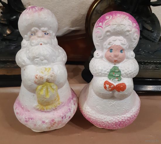 Игрушки Дед Мороз и Снегурочка, пенопласт. СССР
