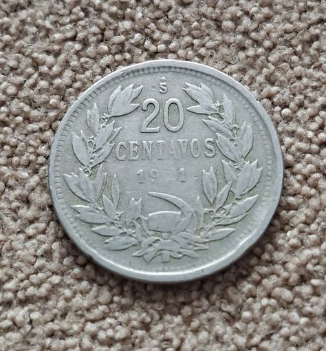 Чили 20 сентаво, 1921