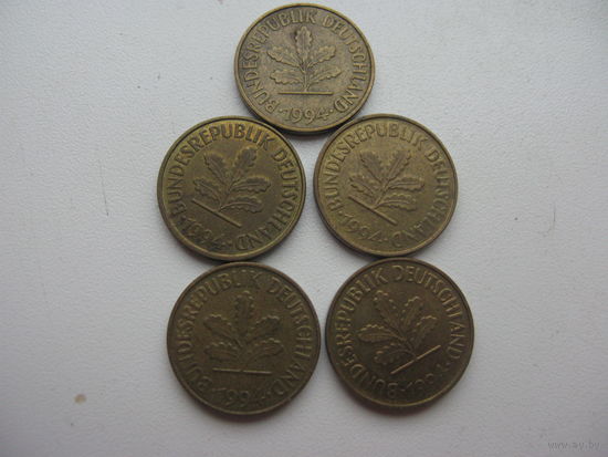 5 пфеннигов 1994  D. F. G. J. А.