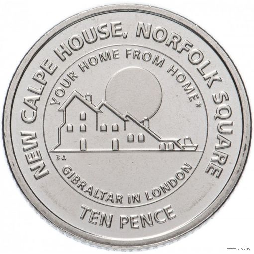 Гибралтар 10 пенсов, 2018 ВA Дом Гибралтара в Лондоне UNC