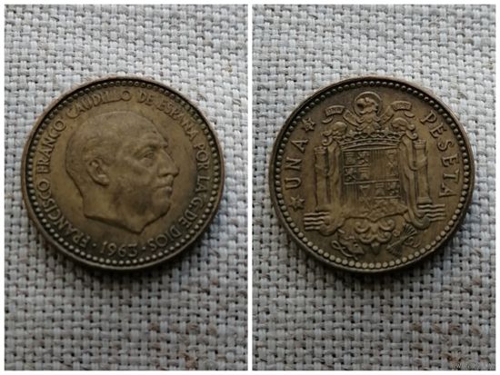 Испания 1 песета 1963 [63 внутри звезды]