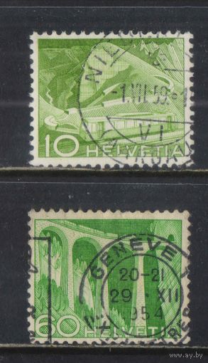 Швейцария 1949 Зубчатая желдорога вокруг Скалы Ней Желдор виадук Ландвассер в Филизур #531,539