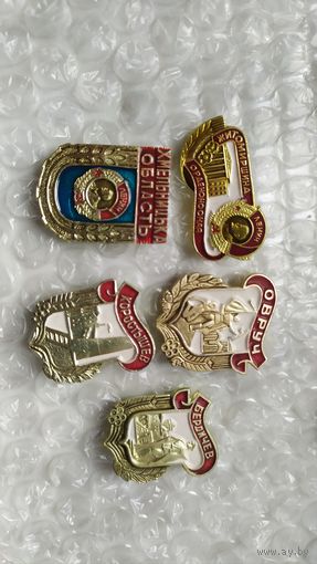 Значки СССР житомирщина орденоносная 5 шт