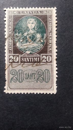 Латвия\4\ 1922 г. 4 выпуск Гербовая марка. зуб.11.5х10