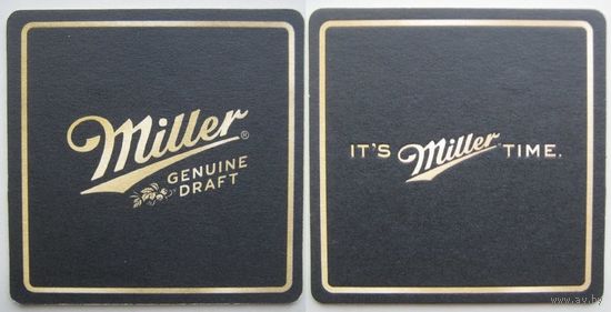 Подставка под пиво "Miller "/США/. Размер 93 *93 мм.