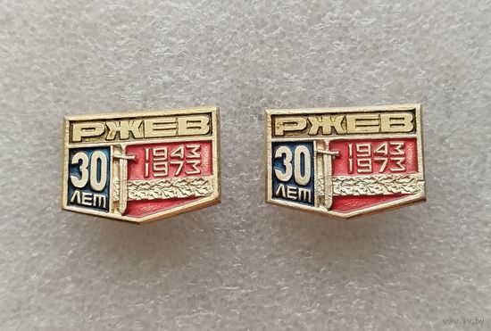Ржев. 30 лет. 1943 - 1973.  Цена указывается за один значок. #-II-08/10