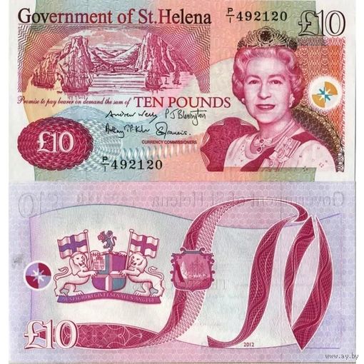 Остров Святой Елены 10 фунтов образца 2012 года UNC p
