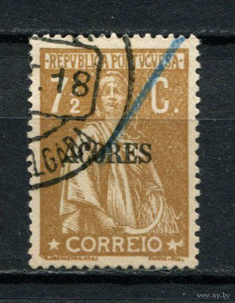 Португальские колонии - Азорские острова - 1912/1919 - Надпечатка ACORES на марках Португалии. Жница 7 1/2С - [Mi.158x A] - 1 марка. Гашеная.  (Лот 60AQ)