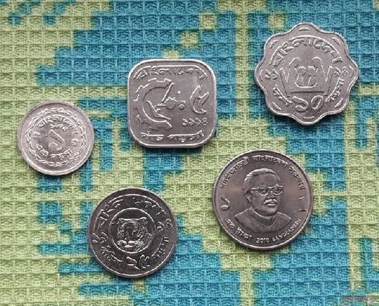 Бангладеш набор монет 1, 10, 25, 50 пойша; 1 така, UNC. Предложи свою цену или обмен!