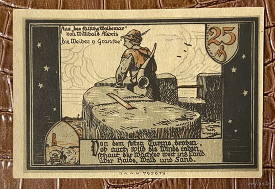 Нодгельд 25 пфеннигов 1921 год. Гранзее. Веймарская республика