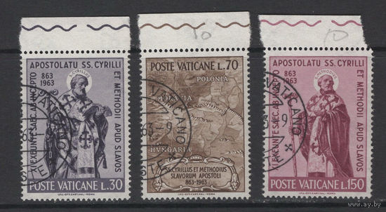 Ватикан 1963 ** Апостолы Кирилл и Мефодий, серия 3 марки, гашеные