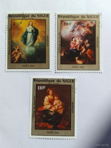 Марки   Живопись  Религия Нигер 1985 год   3  шт -2,00 руб.