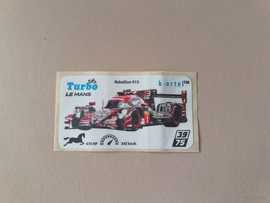 Наклейка Turbo Le Mans Турбо Ле-Ман  номер 39