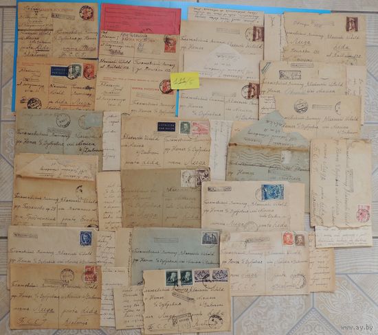 Международные письма и открытки после репатриации, к. 1950-х гг. (16 шт. + 5 почтовых карточек)