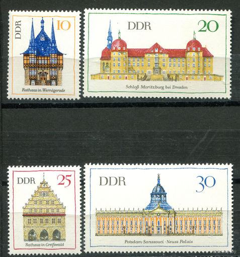 ГДР - 1968г. - Архитектура. Достопримечательности - 4 марки - полная серия, MNH, 1 марка с полосой на клее [Mi 1379-1382]. #O-Se-Z-1-33
