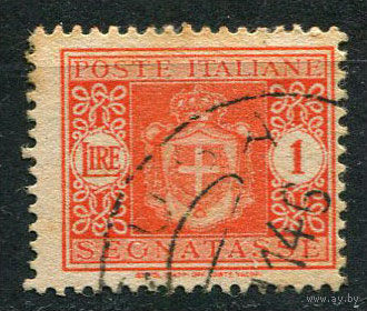 Королевство Италия - 1945/1946 - Доплатная марка - Герб - 1L - [Mi.69p] - 1 марка. Гашеная.  (Лот 92AH)