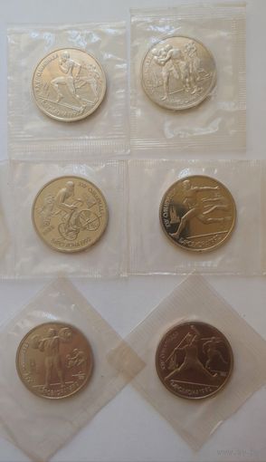 1 рубль Олимпиада в Барселоне 1992 г. 6 шт. Пруф. Запайка.