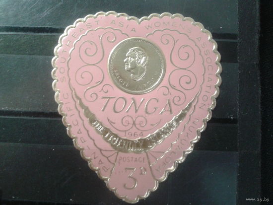 Тонга, 1964. *Медальон с изображением королевы Салоте Тупоу III на металлической фольге