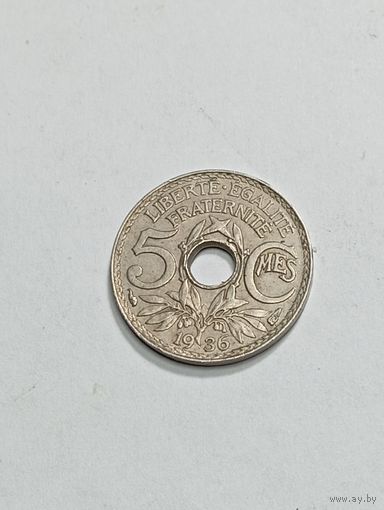 Франция 5 сантимов 1936 года .