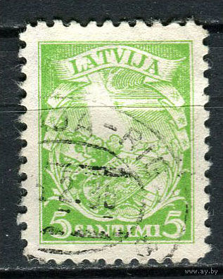 Латвия - 1934 - Герб и меч 5S - [Mi.233] - 1 марка. Гашеная.  (Лот 80EL)-T2P18