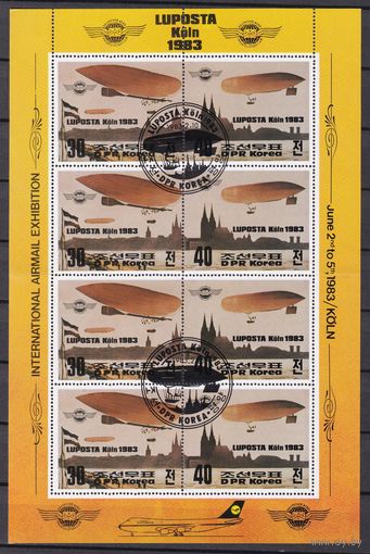 249. Северная Корея. Международная выставка марок. Авиапочта. Кёльн 1983 г. Малый лист. Mi.##2333-2334.