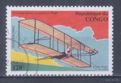 [482] Конго 1993. Авиация.Самолет. Гашеная марка.