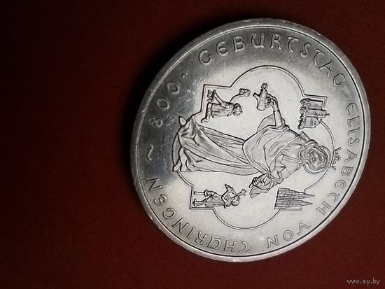10 Евро 2007. Германия. 800 лет со дня рождения Елизаветы Венгерской. Серебро. С рубля. (02)