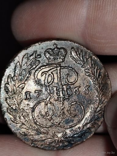 2 коп 1766гММ перечекан из 4 коп 1762г Барабаны